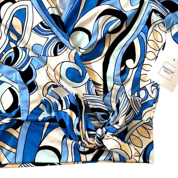 PerSeption Concept Blue Print Front Crossover Top SMALL NWT - Picture 10 of 16